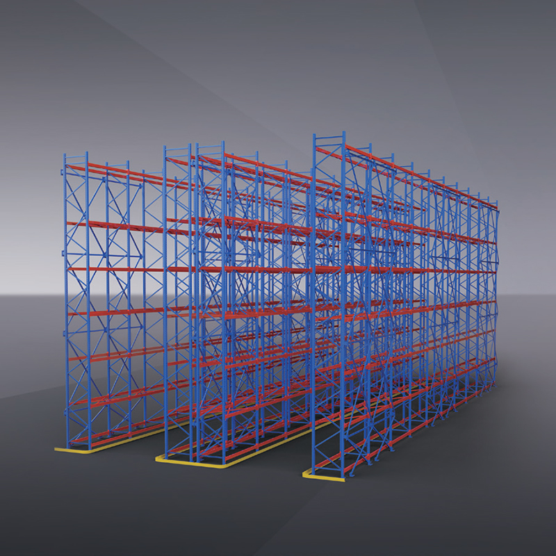FIFO Intensing Aisle Warehouse Forklift Steel System Drive-In Racking ระบบขับเคลื่อน